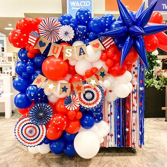 Red White and Blue Balloons,60Pcs Red and Blue Balloons,12in 4th of July Balloon for 4th of July Independence Day USA Party Birthday Party Decorations
