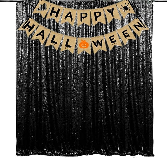 JYFLZQ Black Sequin Backdrop Curtains 10ft x 10ft 1 Panel Sparkly Photography Background Drapes for Halloween Graduation Birthday Parties Wedding Stage Bridal Shower Prom