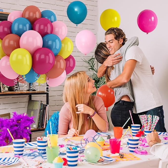 Hot Pink Blue Yellow Orange Balloons Tropical Balloon Hawaiian Party Decorations 12inch for Kids Summer Flamingo Theme Pool Birthday Peacock Blue Pink Yellow Orange Latex Helium Balloon for Arch