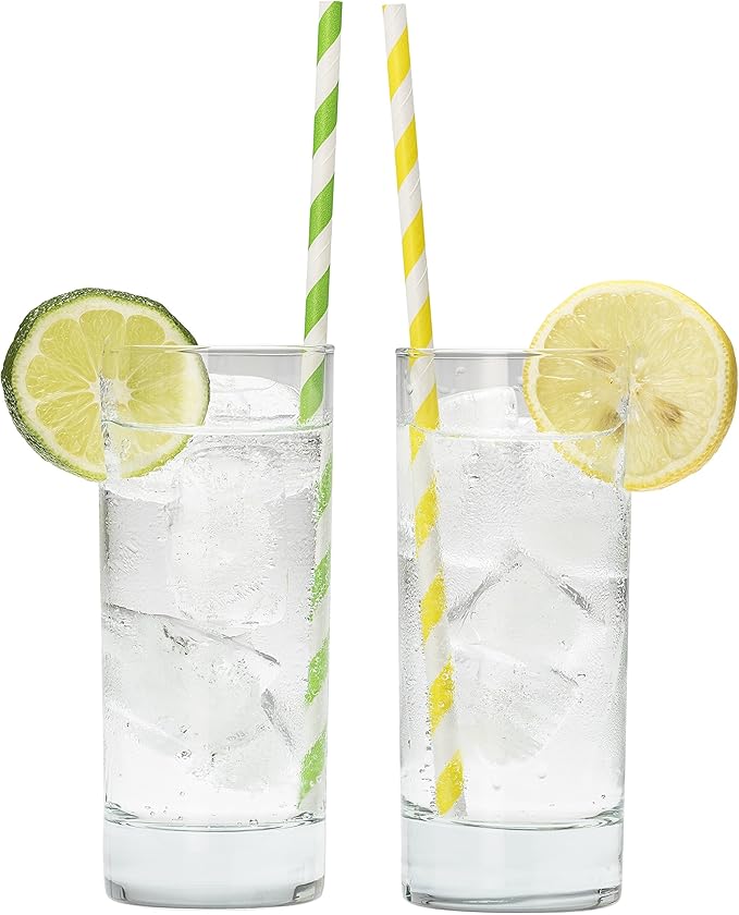 Paper Straws Biodegradable 200 Pack Striped Multi Colored BPA-Free Disposable 8.25" Long Non-Flexible Straw for Everyday/Birthday Party/Easter/Baby Shower/Wedding - By DuraHome