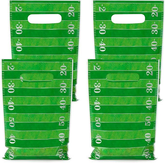 Hxezoc 50 Pieces Football Gift Bags with Handle, Plastic Treat Candy Bag Sport Favor Bags with Gridiron For Kids Birthday Party Decoration Supplies