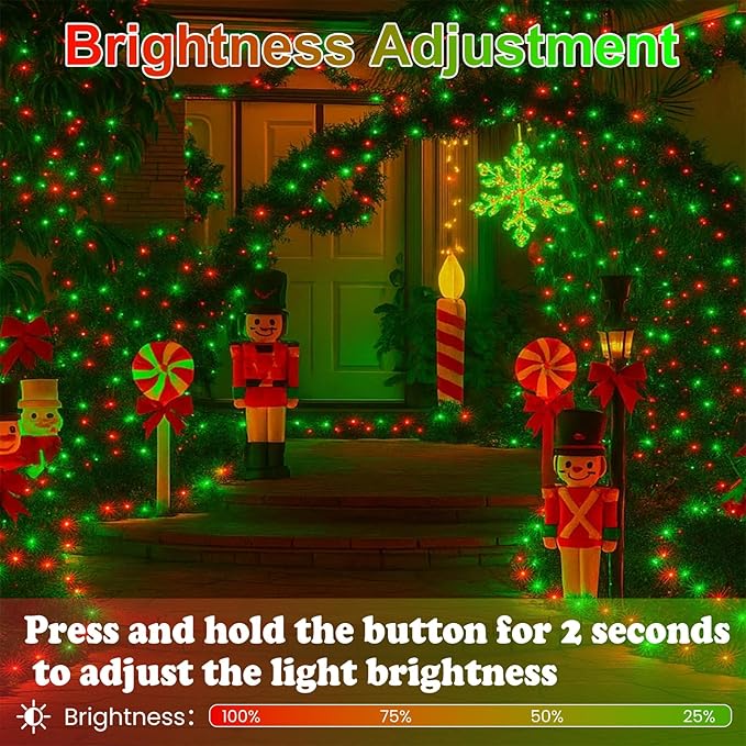 Upgraded Connectable 200 LED Christmas String Lights Outdoor Indoor, 66FT Red and Green Christmas Lights 13 Modes, Waterproof Twinkle Fairy Lights Plug in Clear Wire for Tree, Bedroom Decoration