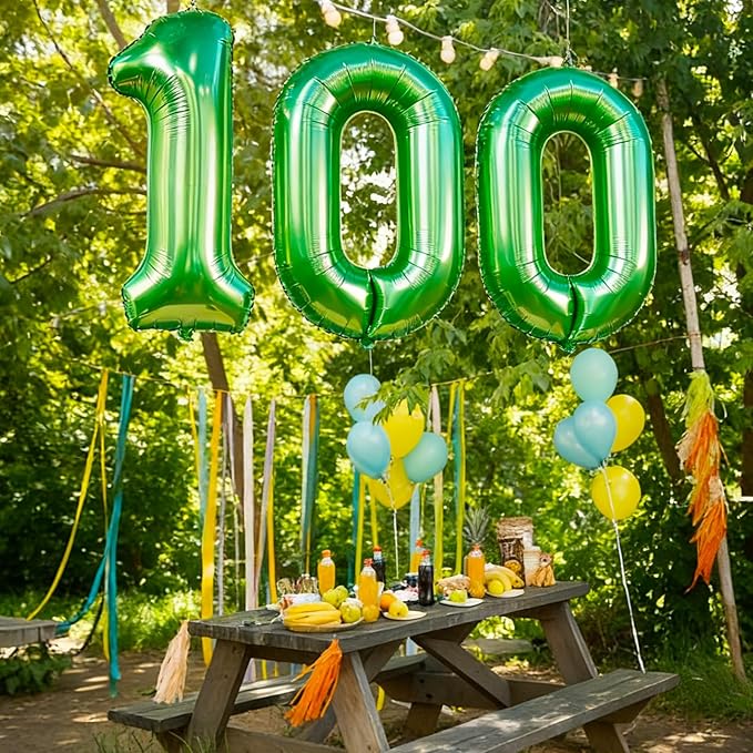 40 inch Number Balloon 0-9 Green Large Number 100 Balloons,Digital Balloons for Birthday Party Celebration Decorations Supplies, Helium Foil Number Balloons for Wedding Anniversary