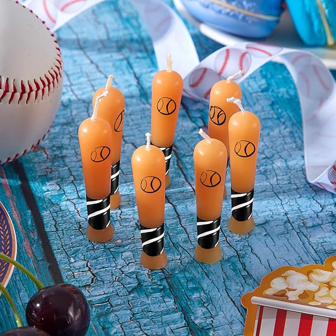 18 Pieces Baseball Bat Candle Baseball Sports Birthday Candle Baseball Cake Cupcake Candle for Birthday Baby Shower Baseball Fans Wedding Party Supply