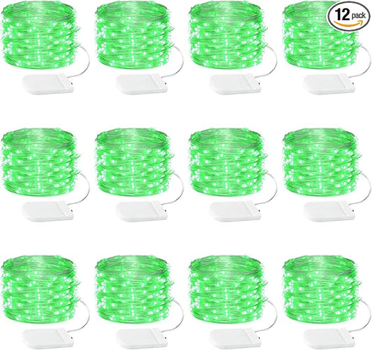 12 Pack Fairy Lights Battery Operated String Lights，7FT 20LED Waterproof Silver Wire Christmas Lights Outdoor,Firefly Mini Lights for Bedroom Party Birthday Wedding Indoor Decorations.