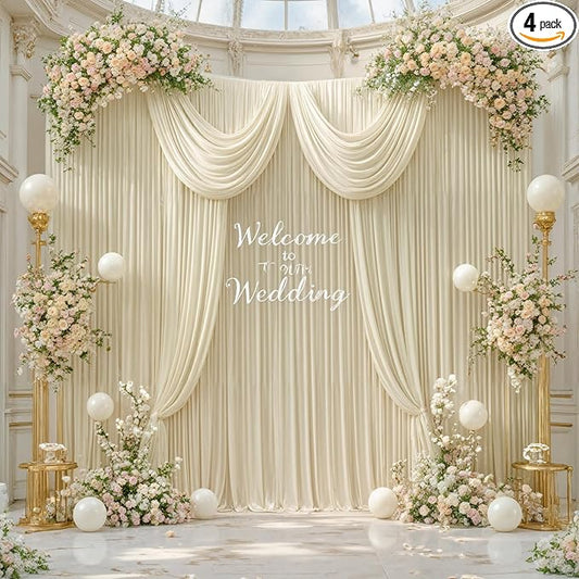 20ft x 10ft Wrinkle Free Beige Wedding Backdrop Curtains for Party Bridal Shower Reception Decorations Beige Fabric Curtain Backdrops Drapes for Photography Baby Shower Birthday Background