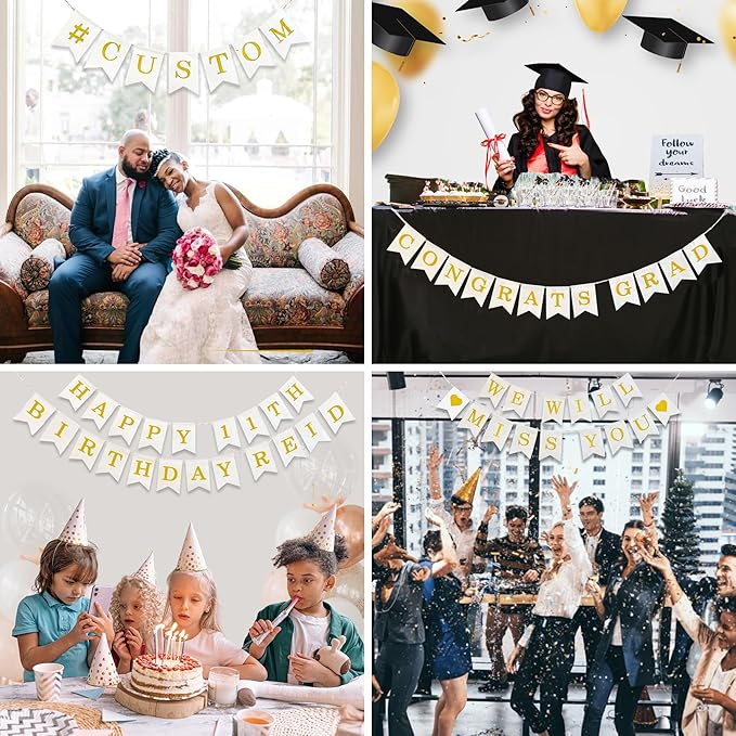 Custom Banner with Letters – Personalized Burlap or White Canvas Banner, Premium Durable Fabric, Neutral Party Decor, Choose Your Message, DIY or Pre-Strung Option, Made For You