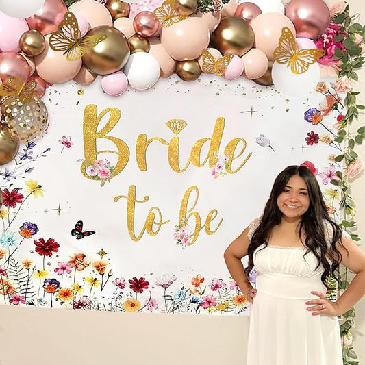 Bride to Be Backdrop Wildflower Bridal Shower Decorations Spring Floral Wedding Bachelorette Party Decor Wildflower Love is in Bloom Bridal Shower Party Supplies