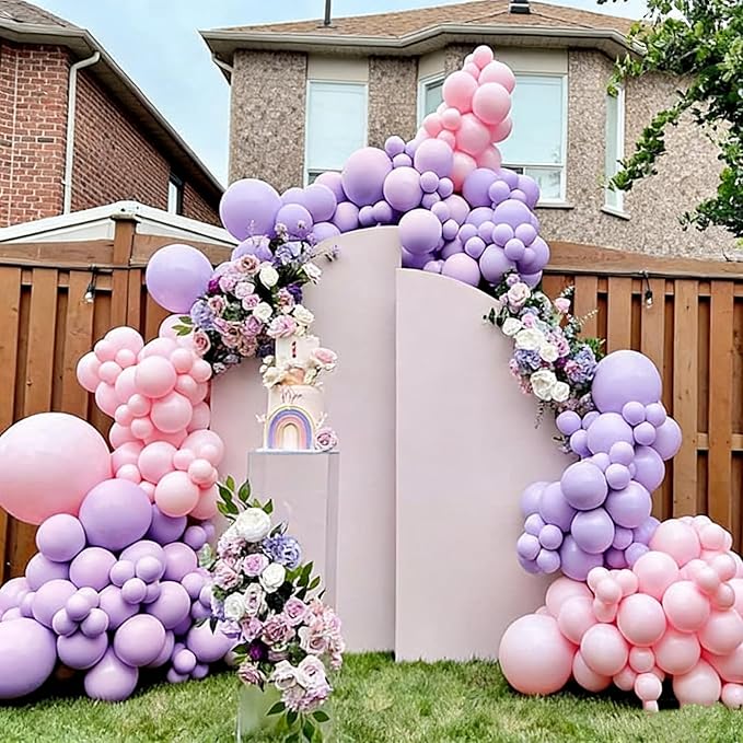 Pink and Purple Balloons, 131pcs Light Pink and Purple Balloons Garland Arch Kit with Different Sizes for Birthday Baby Shower Bridal Shower Wedding Party Decorations