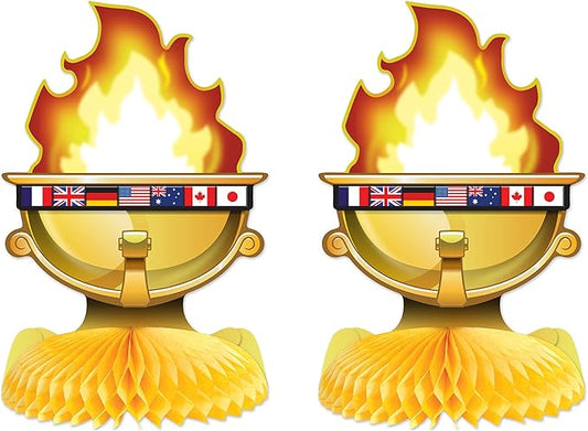 Beistle Flame Torch Centerpieces 2 Piece International Decorations Sports Party Supplies, 12.5" x 8.5", Multicolored