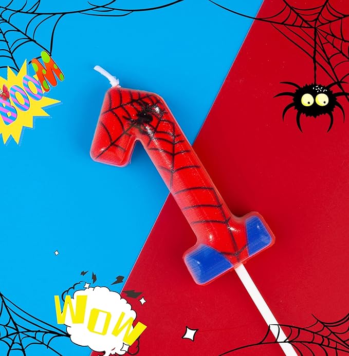 PHD CAKE 2.76 Inch Number 1 Spider Birthday Candles, Spider Cartoon Themed Number Candles, Cake Number Candles, Party Celebration