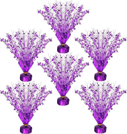 Crowye 6 Pcs Metallic Foil Spray Centerpiece Party Star Decoration Table Decor for Birthday Wedding Graduation Bachelorette Spring Party Holiday(Purple,Small Star)