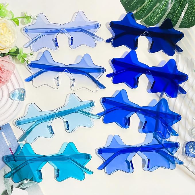 SUNOVELTIES 16/48 Star Rimless Sunglasses Irregular One Piece Colored Party Glasses Transparent Fun sunglasses for Teen Adult