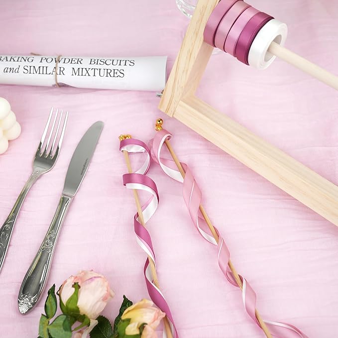 Dusty Rose Ribbon 3/8 Inch Satin Ribbon, 5 Rolls 50 Yards Dusty Pink Mauve Ribbon for Wedding, Baby Shower, Gift Wrapping, Invitation Cards, Hair Bows, Crafts