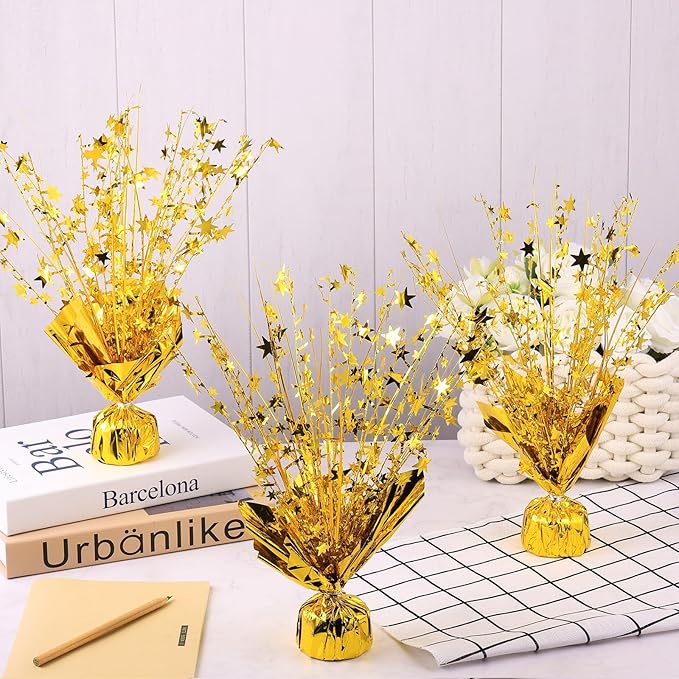 12 Pack Metallic Foil Spray Centerpiece Star Table Decoration Burst Table Centerpieces for Birthday Weddings Anniversaries Christmas New Year Holiday Party Supplies Decor (Gold)
