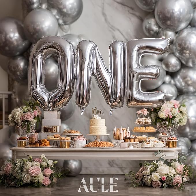 AULE 40 Inch Big Letter Balloon Silver C Large Foil Helium Alphabet Balloons A-Z for Birthday Anniversary Graduation New Year Party Decoration Supplies