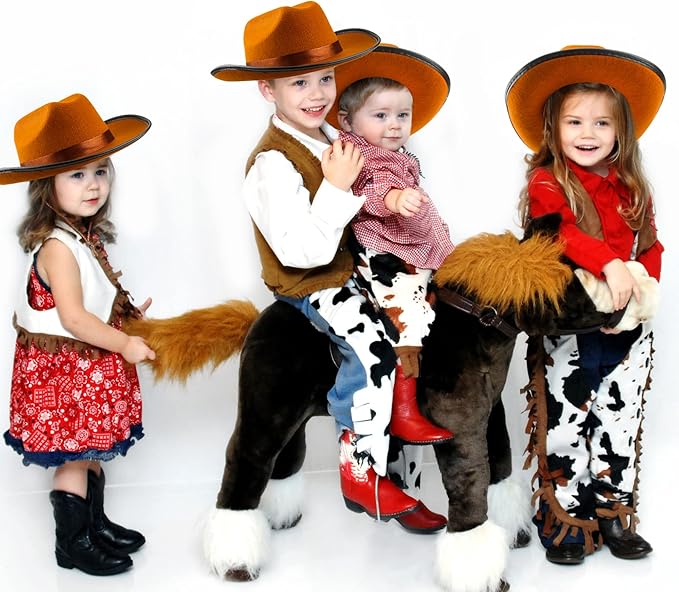 4 Pack Kids Cowboy Hat Felt Western Cowboy Hat Wide Brim Cowgirl Hat for Boys Girls Cosplay Party Costume Accessory