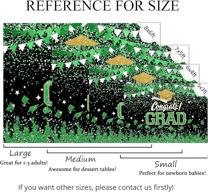 Mocsicka Graduation Party Decorations 2026 Congrats Grad Backdrops for Photography Bachelor Cap Congratulations Grad Photo Backdrop Graduation Prom Party Supplie (Green, 7x5ft (82x60 inch))