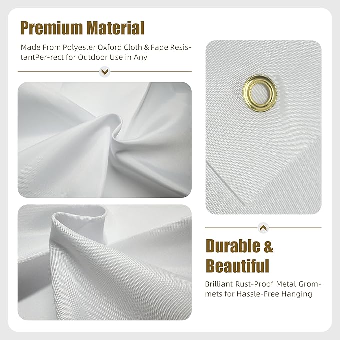 Blank DIY Banners Polyester Oxford Cloth White Banner with Hanging Rope for Wall Signs Writing DIY Painting Indoor Outdoor Office Camping Yard Birthday Party Decorations Supplies 3.6x2.3ft-BECKTEN