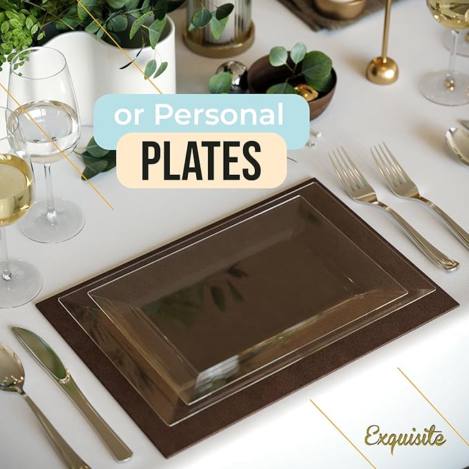 Exquisite Plastic Serving Trays For Party - 20 Pcs 9.5 Inch Clear Serving Platters, Plastic Trays For Food, Clear Tray, Food Tray Disposable Platters For Parties, Catering & Buffet