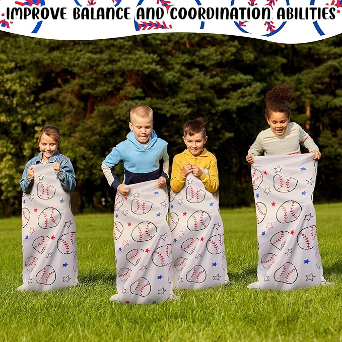16 Pcs Potato Sack Race Bags Large Baseball Race Bags for Family Outdoor Sport Game Decorations for Adults and Kids Bean Sack Games Set Outside Yard Birthday Party Supplies 40 x 20 Inches