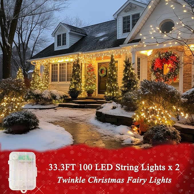 Pooqla 2-Pack Color-Changing Fairy Lights, 66.6ft 200 LED Battery-Operated with Remote, 34-Color Waterproof Lighting for Bedroom, Dorm, Yard, Tree, Party & Classroom Décor