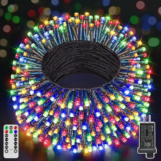 98FT 300 LED Christmas Lights Outdoor, Multicolored Christmas Tree Lights Plug in, 8 Modes Twinkle String Light for Bedroom Wedding Party Ceiling Xmas Home Decorations