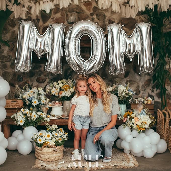 AULE 40 Inch Big Letter Balloon Silver K Large Foil Helium Alphabet Balloons A-Z for Birthday Anniversary Graduation New Year Party Decoration Supplies