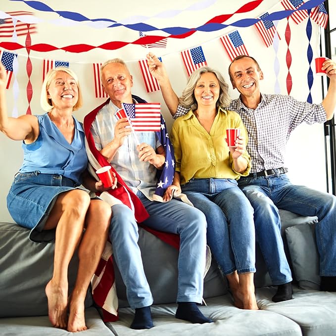 9 Rolls 4th of July Red White and Blue Crepe Paper Streamers 246 Yards 250th Anniversary Patriotic Party Decorations Hanging Backdrops for Independence Day Memorial Day American Theme Party DIY Crafts