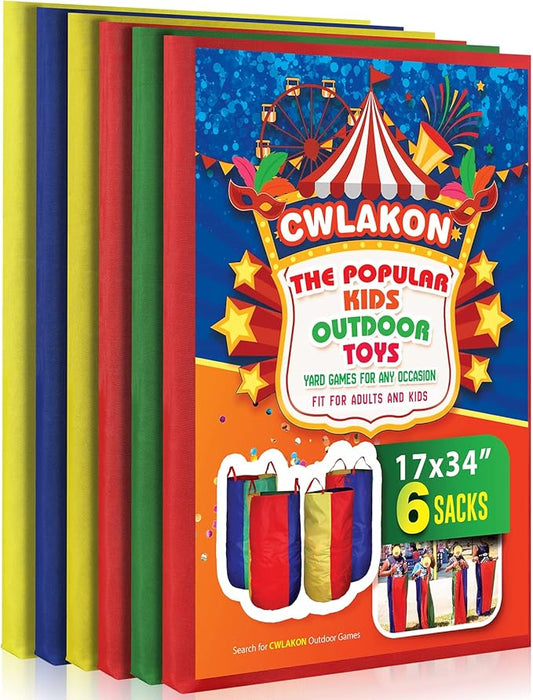 CWLAKON 6 Pack Potato Sack Race Bags for Kids Adults Family Outdoor Field Day Birthday Party Yard Backyard Camping Picnic Easter Fall Themed Thanksgiving Halloween Christmas 4th of July Party Games