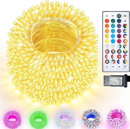 164FT 500LED Christmas Lights Color Changing, 35 Colors Easter String Lights with Remote, Waterproof Twinkle Fairy Light Clear Wire for Bedroom Easter Indoor Outdoor Holiday Party
