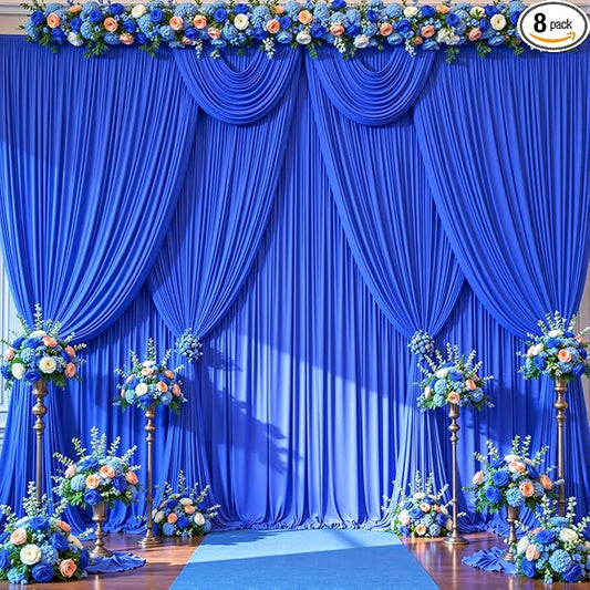 40ft x 10ft Wrinkle Free Royal Blue Wedding Backdrop Curtains for Party Bridal Shower Reception Decorations Royal Blue Fabric Curtain Backdrops Drapes for Photography Baby Shower Birthday Background