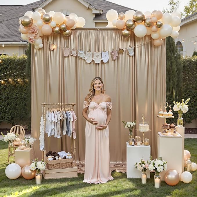 20x12FT Champagne Sequin Backdrop Curtain for Party - 4 Panels 5x12FT Wrinkle-Free Shimmer Drapes for Birthday, Wedding, Christmas, Decorations & Photography