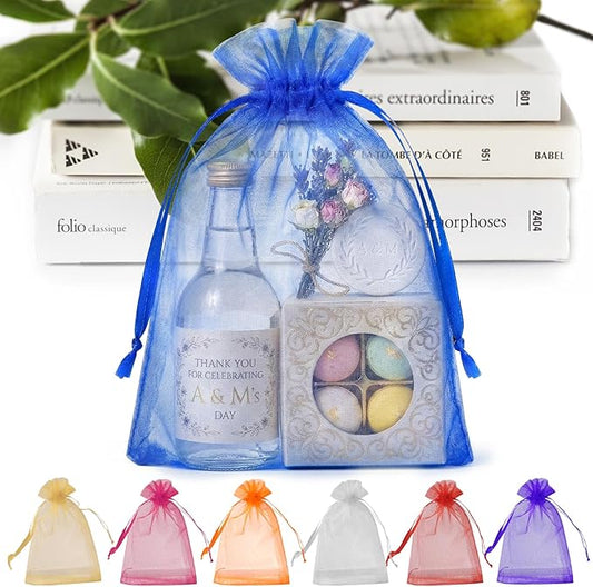 ANZNKU 50 Pack Organza Bags 6x9 Inch, Mesh Bag Drawstring Jewelry Pouches, Large Organza Gift Bags for Easter Baby Shower, Party Favors(Royal Blue)