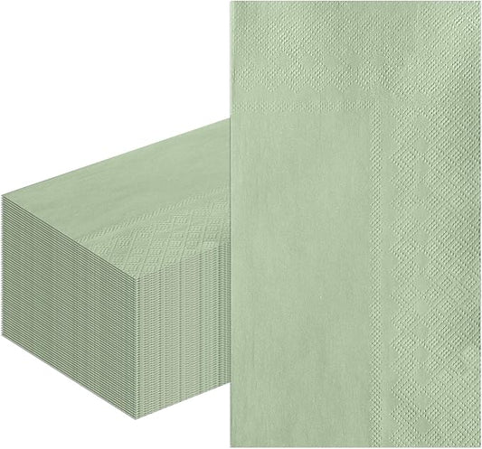 100 Pack Sage Green Paper Napkins Sage Green Guest Napkin Disposable 2 Ply Decorative Solid Color Hand Towels Dinner Napkins for Bridal Shower Baby Shower Wedding Birthday Dinner Party Supplies