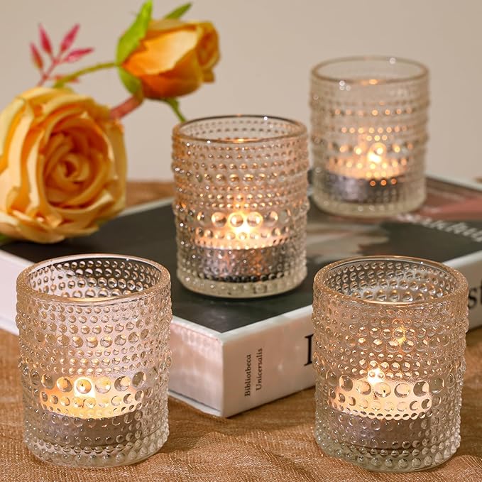 SUPMIND 24 Pcs Votive Candle Holders, Glass Holders Bulk for Table Centerpiece, Tea Lights Candle Holders for Wedding Shower, Party and Home Decor Clear