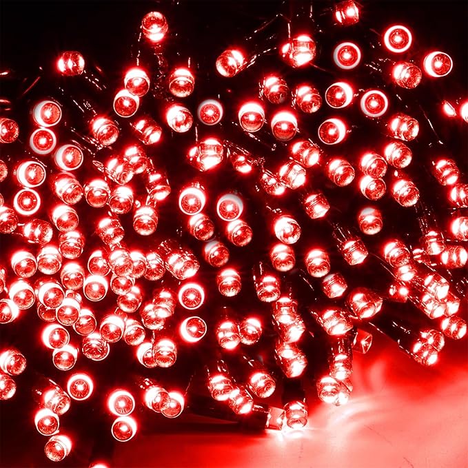 WATERGLIDE 1000 LED Valentines String Lights, 328 FT Green Wire LED Decorative Fairy Lights with Remote & 8 Modes, Waterproof for Outdoor Christmas Holiday Party Garden Wedding Home Decor, Red