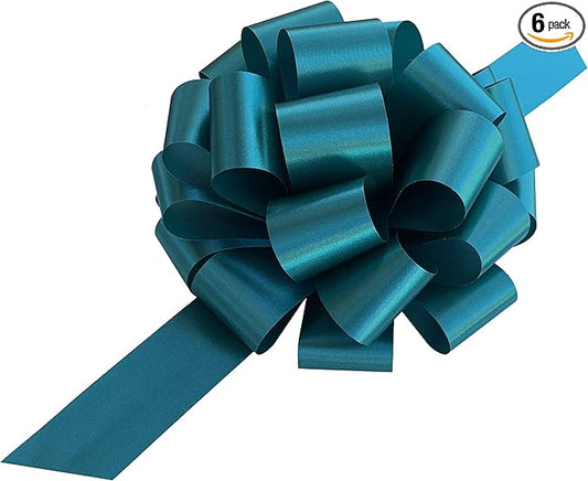 Large Teal Blue Pull Bows - 9" Wide, Set of 6, Christmas, Gift Bows, Gift Basket, Presents, Cancer Awareness, Fundraiser, Birthday, Decoration, Classroom, Office, Christmas, Easter, Spring