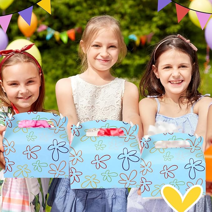Marspark 24 Pack Sponge Cartoon Birthday Party Supplies, Paper Gift Boxes, Cartoon Candy Treat Boxes for Birthday Party Decorations(Flower Cloud Pattern)
