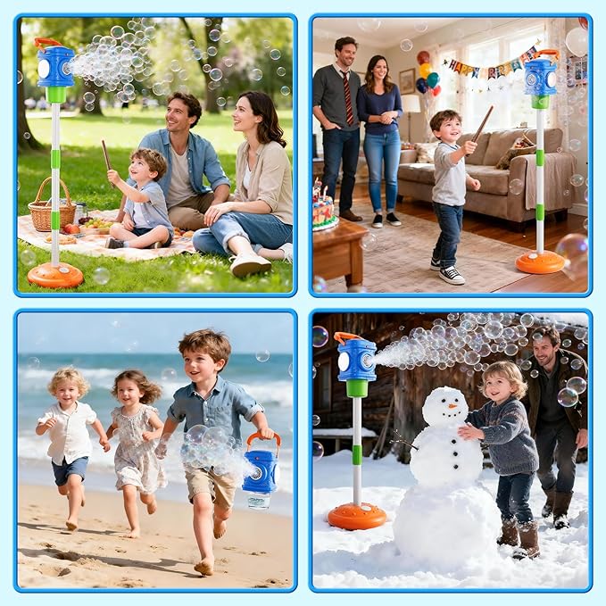 2-in-1 Remote Street Lamp Bubble Machine for Kids 3-6 4-8 Years Old Summer Outdoor Bubble Maker Toys with Lights for Boys and Girls 3 4 5 6 7 8+ Birthday Wedding Party Gifts