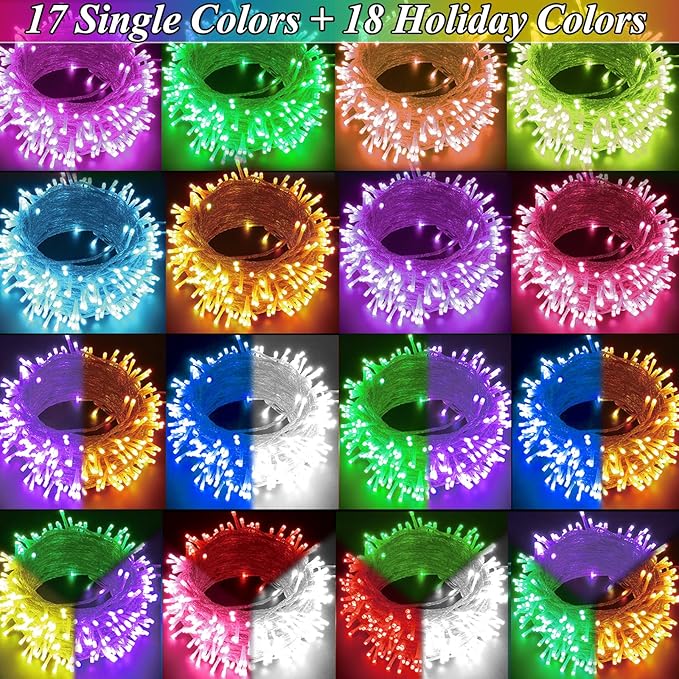300 LED Color Changing Christmas Lights, 35 Colors 98FT String Lights Easter Decorations, Waterproof Twinkle Fairy Light Clear Wire for Bedroom Indoor Outdoor Holiday Xmas Tree Wedding Party