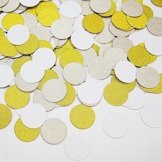 White Champagne-Gold Decorations for Party - 300Pcs Paper Confetti Birthday Decoration Bridal Baby Shower Wedding Anniversary Bachelorette Engagement Graduation Table Decor Hongtongtong