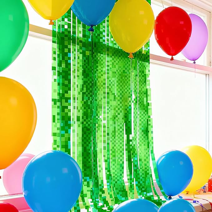 Green Crepe Paper Streamers Party Decorations 12 Rolls 984ft Green Pixel Miner Crepe Paper Streamers for Mining Gaming Theme Party Baby Shower Graduation Wedding DIY Backdrop 1.8 Inch x 82 Ft/Roll