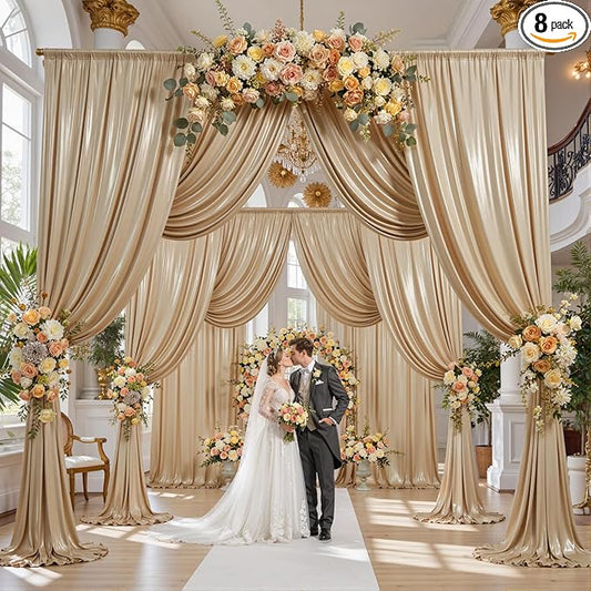 40x10FT Rich Dark Champagne Sequin Backdrop Curtain - 8 Panels 5ft(W) x 10ft(H) Wrinkle Free Shimmer Back Drop Cloth, Glitter Backdrop Drapes for Photography, Birthday, Wedding, Graduation Background