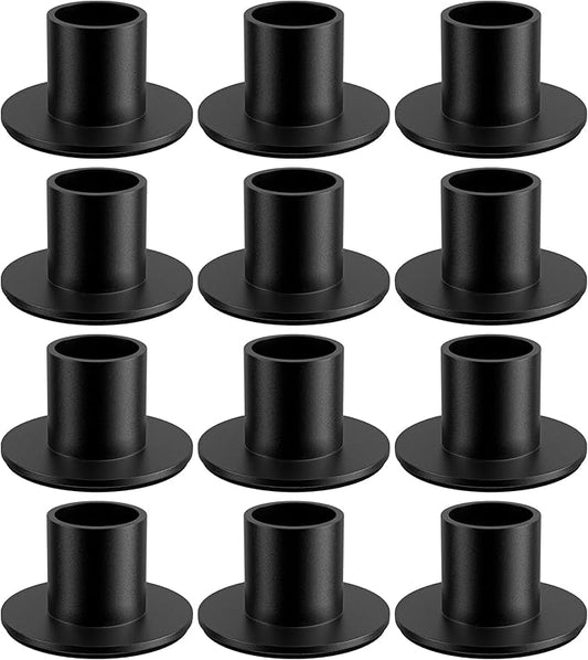 12 Pcs Black Candle Holders Bulk - Elegant Taper Candle Holders, Classic Candlestick Holders for Table Centerpiece, Festive Christmas Mantel Display or Sophisticated Home Decor