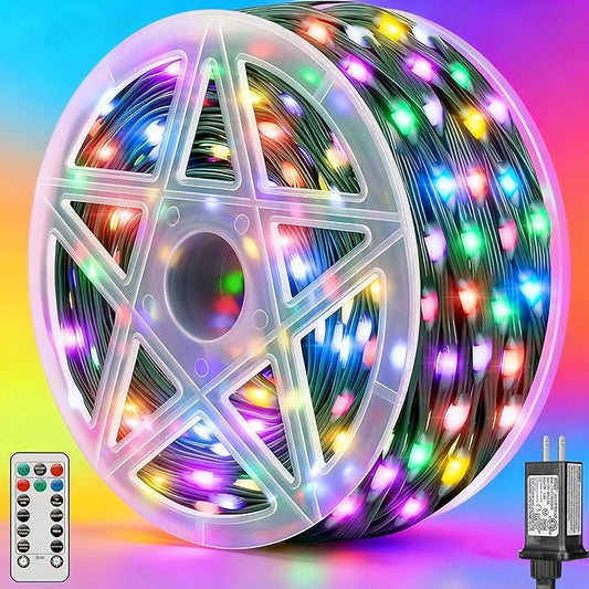 Brightever 360FT 1100 LED String Lights with Remote, IP67 Waterproof Plug-in Christmas Tree Lights - 8 Modes & 3 Timers, Dimmable Outdoor String Light for House Yard Xmas Decorations (Multicolor)