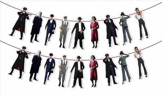 Peaky Blindrs Garland Decoration – Themed Party Banner for Birthday Celebrations, Decorative Garland for Dessert Tables, Room Décor, Photo Displays, Fan Events, and Special Occasions