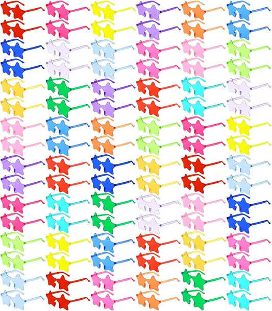 Matcheck 96 Pack Star Rimless Sunglasses Frameless Colored Party Glasses Transparent Fun Eyewear for Adult