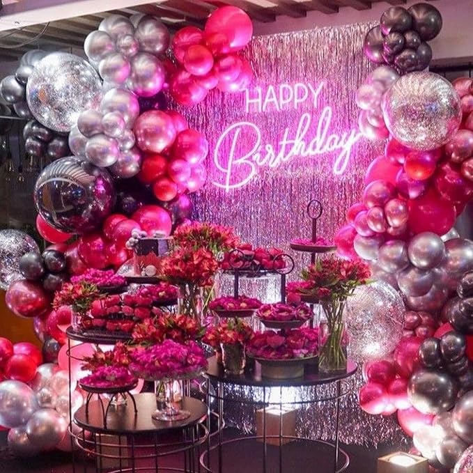 PartyWoo Pearl Hot Pink Balloons 140pcs Different Sizes of 18 12 10 5 Inch Magenta Fuchsia Dark Pink Balloon Arch Kit Garland for Bridal Baby Shower Princess Birthday 1950s Party Decorations Pink-Z38