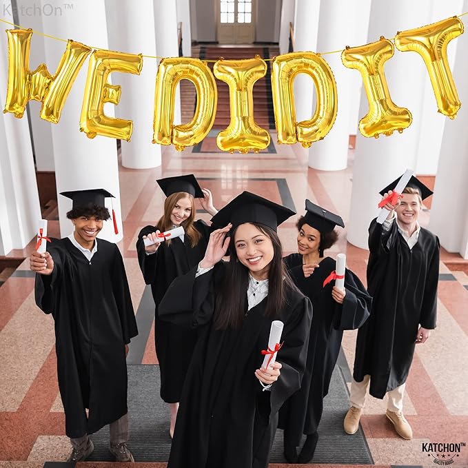 Gold Graduation Decorations 2026-16 Inch, Gold We Did It Balloons | We Did It Banner | Graduation Balloons for We Did It Decorations, Class of 2026 Decorations, KatchOn